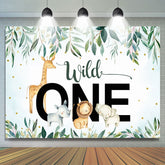 Wild Eins Karikatur Tier Baby Dusche Hintergrund für Junge